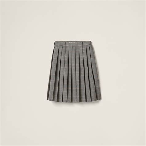 miu miu prince of wales skirt|Cinnamon Prince Of Wales Check Pleated Skirt .